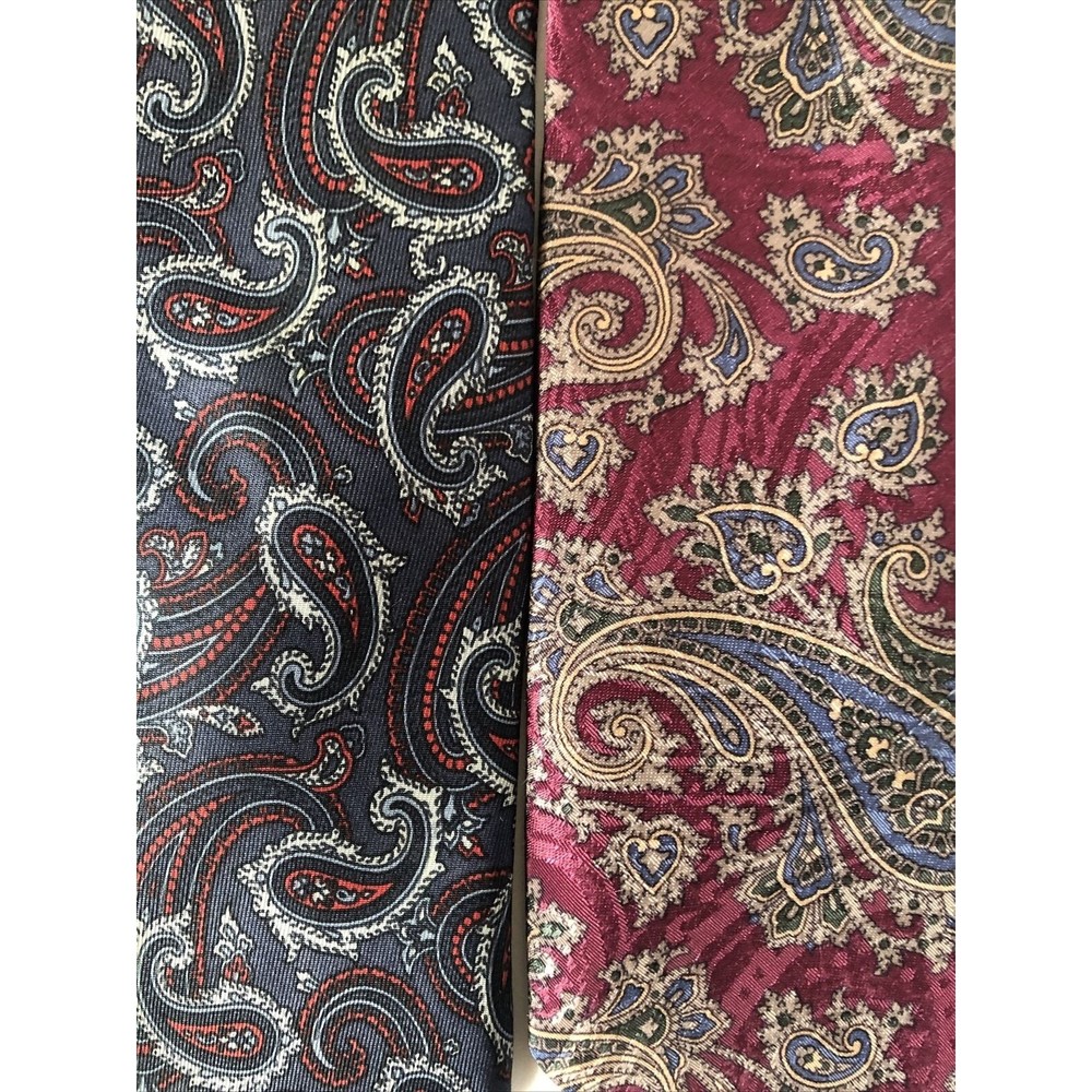 2- Christian Dior Silk Paisley Tie Navy Blue/Red